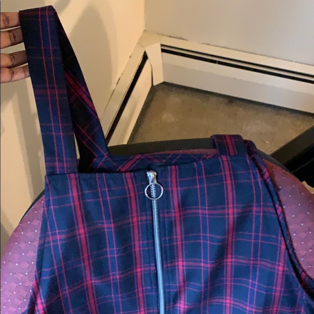 Plaid overall dress